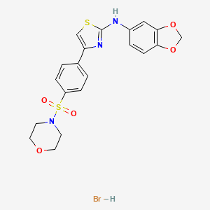 molecular formula C20H20BrN3O5S2 B3876769 N-(1,3-benzodioxol-5-yl)-4-(4-morpholin-4-ylsulfonylphenyl)-1,3-thiazol-2-amine;hydrobromide 