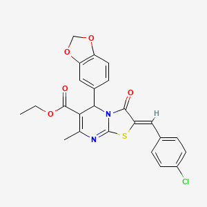 molecular formula C24H19ClN2O5S B3876779 ethyl 5-(1,3-benzodioxol-5-yl)-2-(4-chlorobenzylidene)-7-methyl-3-oxo-2,3-dihydro-5H-[1,3]thiazolo[3,2-a]pyrimidine-6-carboxylate 