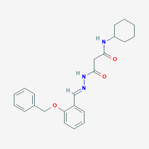 molecular formula C23H27N3O3 B3876808 N-cyclohexyl-N'-[(E)-(2-phenylmethoxyphenyl)methylideneamino]propanediamide 