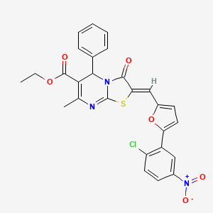 molecular formula C27H20ClN3O6S B3876961 Ethyl (2Z)-2-{[5-(2-chloro-5-nitrophenyl)furan-2-YL]methylidene}-7-methyl-3-oxo-5-phenyl-2H,3H,5H-[1,3]thiazolo[3,2-A]pyrimidine-6-carboxylate 