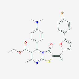 molecular formula C29H26BrN3O4S B387697 ethyl 2-{[5-(4-bromophenyl)-2-furyl]methylene}-5-[4-(dimethylamino)phenyl]-7-methyl-3-oxo-2,3-dihydro-5H-[1,3]thiazolo[3,2-a]pyrimidine-6-carboxylate 