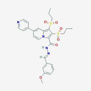molecular formula C28H30N4O6S2 B387703 N'-(3-methoxybenzylidene)-1,2-bis(propylsulfonyl)-7-(4-pyridinyl)-3-indolizinecarbohydrazide 
