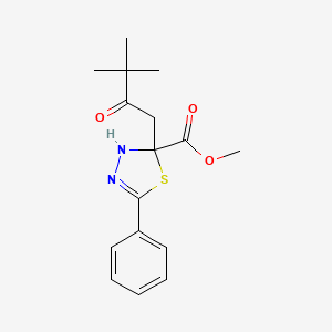 molecular formula C16H20N2O3S B3877149 methyl 2-(3,3-dimethyl-2-oxobutyl)-5-phenyl-3H-1,3,4-thiadiazole-2-carboxylate 