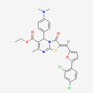 molecular formula C29H25Cl2N3O4S B3877177 ethyl (2Z)-2-[[5-(2,4-dichlorophenyl)furan-2-yl]methylidene]-5-[4-(dimethylamino)phenyl]-7-methyl-3-oxo-5H-[1,3]thiazolo[3,2-a]pyrimidine-6-carboxylate 