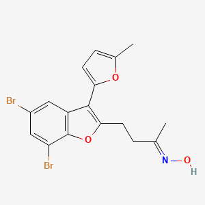 molecular formula C17H15Br2NO3 B3877231 (NE)-N-[4-[5,7-dibromo-3-(5-methylfuran-2-yl)-1-benzofuran-2-yl]butan-2-ylidene]hydroxylamine 