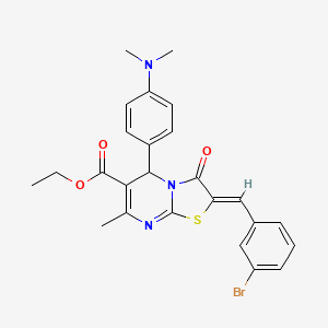 molecular formula C25H24BrN3O3S B3877284 Ethyl (2Z)-2-[(3-bromophenyl)methylidene]-5-[4-(dimethylamino)phenyl]-7-methyl-3-oxo-2H,3H,5H-[1,3]thiazolo[3,2-A]pyrimidine-6-carboxylate 