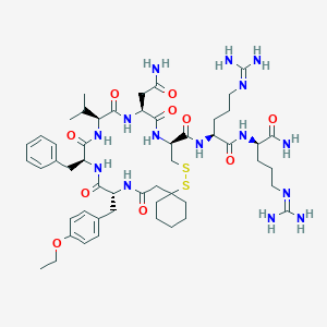 (10S,13S,16S,19S,22R)-N-[(2S)-1-[[(2R)-1-Amino-5-(diaminomethylideneamino)-1-oxopentan-2-yl]amino]-5-(diaminomethylideneamino)-1-oxopentan-2-yl]-13-(2-amino-2-oxoethyl)-19-benzyl-22-[(4-ethoxyphenyl)methyl]-12,15,18,21,24-pentaoxo-16-propan-2-yl-7,8-dithia-11,14,17,20,23-pentazaspiro[5.19]pentacosane-10-carboxamide