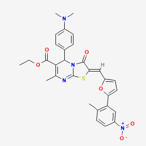 molecular formula C30H28N4O6S B3877303 Ethyl (2Z)-5-[4-(dimethylamino)phenyl]-7-methyl-2-{[5-(2-methyl-5-nitrophenyl)furan-2-YL]methylidene}-3-oxo-2H,3H,5H-[1,3]thiazolo[3,2-A]pyrimidine-6-carboxylate 