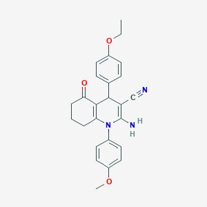 molecular formula C25H25N3O3 B387735 2-Amino-4-(4-ethoxyphenyl)-1-(4-methoxyphenyl)-5-oxo-1,4,5,6,7,8-hexahydro-3-quinolinecarbonitrile 
