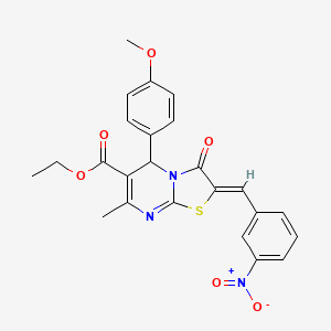 molecular formula C24H21N3O6S B3877387 ethyl 5-(4-methoxyphenyl)-7-methyl-2-(3-nitrobenzylidene)-3-oxo-2,3-dihydro-5H-[1,3]thiazolo[3,2-a]pyrimidine-6-carboxylate 
