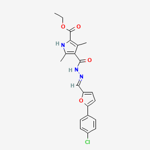molecular formula C21H20ClN3O4 B3877429 ETHYL 4-{N'-[(E)-[5-(4-CHLOROPHENYL)FURAN-2-YL]METHYLIDENE]HYDRAZINECARBONYL}-3,5-DIMETHYL-1H-PYRROLE-2-CARBOXYLATE 