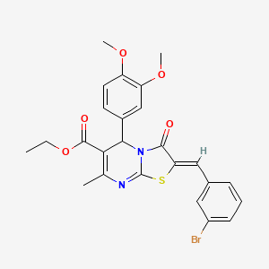molecular formula C25H23BrN2O5S B3877488 ETHYL (2Z)-2-[(3-BROMOPHENYL)METHYLIDENE]-5-(3,4-DIMETHOXYPHENYL)-7-METHYL-3-OXO-2H,3H,5H-[1,3]THIAZOLO[3,2-A]PYRIMIDINE-6-CARBOXYLATE CAS No. 5664-22-2
