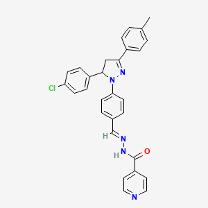 molecular formula C29H24ClN5O B3877504 N-[(E)-[4-[3-(4-chlorophenyl)-5-(4-methylphenyl)-3,4-dihydropyrazol-2-yl]phenyl]methylideneamino]pyridine-4-carboxamide 
