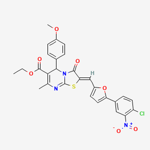 molecular formula C28H22ClN3O7S B3877527 ethyl (2Z)-2-[[5-(4-chloro-3-nitrophenyl)furan-2-yl]methylidene]-5-(4-methoxyphenyl)-7-methyl-3-oxo-5H-[1,3]thiazolo[3,2-a]pyrimidine-6-carboxylate 