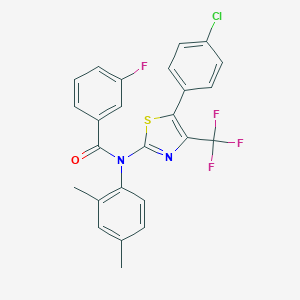 molecular formula C25H17ClF4N2OS B387768 N-[5-(4-chlorophenyl)-4-(trifluoromethyl)-1,3-thiazol-2-yl]-N-(2,4-dimethylphenyl)-3-fluorobenzamide 
