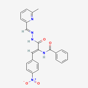 molecular formula C23H19N5O4 B3877689 N-[(Z)-3-[(2E)-2-[(6-methylpyridin-2-yl)methylidene]hydrazinyl]-1-(4-nitrophenyl)-3-oxoprop-1-en-2-yl]benzamide 