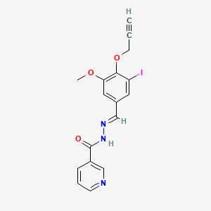 molecular formula C17H14IN3O3 B3877709 N-[(E)-(3-iodo-5-methoxy-4-prop-2-ynoxyphenyl)methylideneamino]pyridine-3-carboxamide 