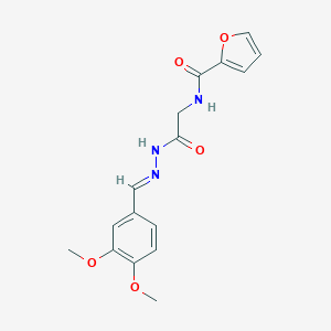 molecular formula C16H17N3O5 B387771 N-({N'-[(E)-(3,4-Dimethoxyphenyl)methylidene]hydrazinecarbonyl}methyl)furan-2-carboxamide 