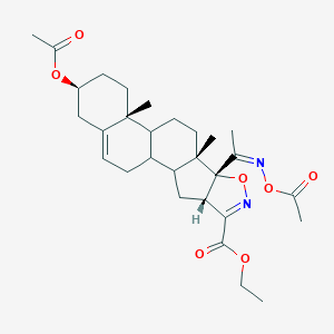 molecular formula C29H40N2O7 B387772 ethyl (4S,8R,9S,13R,16S)-16-acetyloxy-8-[(Z)-N-acetyloxy-C-methylcarbonimidoyl]-9,13-dimethyl-7-oxa-6-azapentacyclo[10.8.0.02,9.04,8.013,18]icosa-5,18-diene-5-carboxylate 