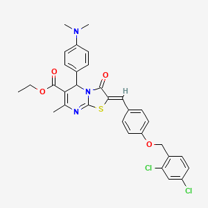 molecular formula C32H29Cl2N3O4S B3877791 ethyl (2Z)-2-[[4-[(2,4-dichlorophenyl)methoxy]phenyl]methylidene]-5-[4-(dimethylamino)phenyl]-7-methyl-3-oxo-5H-[1,3]thiazolo[3,2-a]pyrimidine-6-carboxylate 