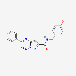 molecular formula C22H20N4O2 B3877856 N-[(4-methoxyphenyl)methyl]-7-methyl-5-phenylpyrazolo[1,5-a]pyrimidine-2-carboxamide 