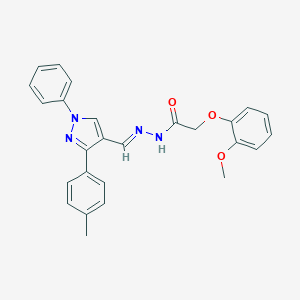 molecular formula C26H24N4O3 B387786 2-(2-methoxyphenoxy)-N'-{[3-(4-methylphenyl)-1-phenyl-1H-pyrazol-4-yl]methylene}acetohydrazide 