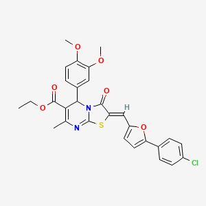 molecular formula C29H25ClN2O6S B3877864 Ethyl (2Z)-2-{[5-(4-chlorophenyl)furan-2-YL]methylidene}-5-(3,4-dimethoxyphenyl)-7-methyl-3-oxo-2H,3H,5H-[1,3]thiazolo[3,2-A]pyrimidine-6-carboxylate 