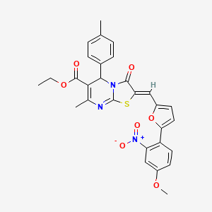 molecular formula C29H25N3O7S B3877869 ethyl (2Z)-2-[[5-(4-methoxy-2-nitrophenyl)furan-2-yl]methylidene]-7-methyl-5-(4-methylphenyl)-3-oxo-5H-[1,3]thiazolo[3,2-a]pyrimidine-6-carboxylate 
