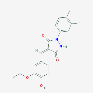 molecular formula C20H20N2O4 B387803 1-(3,4-Dimethylphenyl)-4-(3-ethoxy-4-hydroxybenzylidene)-3,5-pyrazolidinedione 