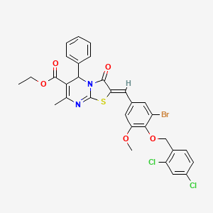 molecular formula C31H25BrCl2N2O5S B3878053 ethyl (2Z)-2-[[3-bromo-4-[(2,4-dichlorophenyl)methoxy]-5-methoxyphenyl]methylidene]-7-methyl-3-oxo-5-phenyl-5H-[1,3]thiazolo[3,2-a]pyrimidine-6-carboxylate 