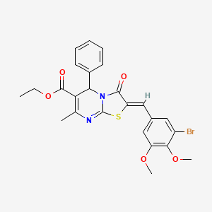 molecular formula C25H23BrN2O5S B3878058 ETHYL (2Z)-2-[(3-BROMO-4,5-DIMETHOXYPHENYL)METHYLIDENE]-7-METHYL-3-OXO-5-PHENYL-2H,3H,5H-[1,3]THIAZOLO[3,2-A]PYRIMIDINE-6-CARBOXYLATE 