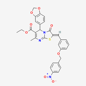 molecular formula C31H25N3O8S B3878139 Ethyl (2Z)-5-(2H-1,3-benzodioxol-5-YL)-7-methyl-2-({3-[(4-nitrophenyl)methoxy]phenyl}methylidene)-3-oxo-2H,3H,5H-[1,3]thiazolo[3,2-A]pyrimidine-6-carboxylate 