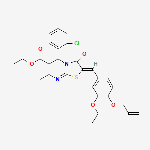 molecular formula C28H27ClN2O5S B3878172 ethyl 2-[4-(allyloxy)-3-ethoxybenzylidene]-5-(2-chlorophenyl)-7-methyl-3-oxo-2,3-dihydro-5H-[1,3]thiazolo[3,2-a]pyrimidine-6-carboxylate 
