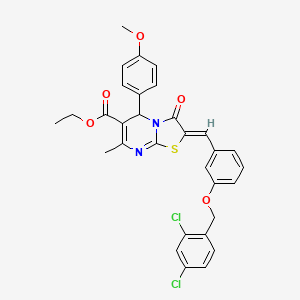 molecular formula C31H26Cl2N2O5S B3878211 Ethyl (2Z)-2-({3-[(2,4-dichlorophenyl)methoxy]phenyl}methylidene)-5-(4-methoxyphenyl)-7-methyl-3-oxo-2H,3H,5H-[1,3]thiazolo[3,2-A]pyrimidine-6-carboxylate 