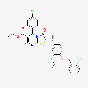 ethyl 2-{4-[(2-chlorobenzyl)oxy]-3-ethoxybenzylidene}-5-(4-chlorophenyl)-7-methyl-3-oxo-2,3-dihydro-5H-[1,3]thiazolo[3,2-a]pyrimidine-6-carboxylate