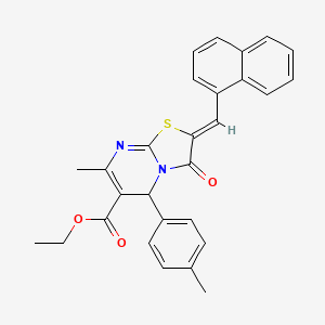 molecular formula C28H24N2O3S B3878266 ethyl (2Z)-7-methyl-5-(4-methylphenyl)-2-(naphthalen-1-ylmethylidene)-3-oxo-5H-[1,3]thiazolo[3,2-a]pyrimidine-6-carboxylate 
