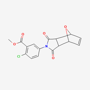 molecular formula C16H12ClNO5 B3878275 Methyl 2-chloro-5-(1,3-dioxo-3a,4,7,7a-tetrahydro-4,7-epoxyisoindol-2-yl)benzoate 