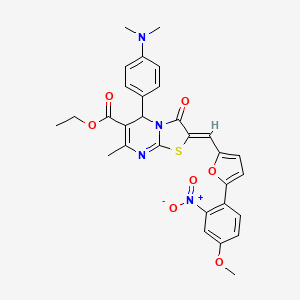 molecular formula C30H28N4O7S B3878288 Ethyl (2Z)-5-[4-(dimethylamino)phenyl]-2-{[5-(4-methoxy-2-nitrophenyl)furan-2-YL]methylidene}-7-methyl-3-oxo-2H,3H,5H-[1,3]thiazolo[3,2-A]pyrimidine-6-carboxylate 