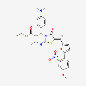 ethyl 5-[4-(dimethylamino)phenyl]-2-{[5-(4-methoxy-2-nitrophenyl)-2-furyl]methylene}-7-methyl-3-oxo-2,3-dihydro-5H-[1,3]thiazolo[3,2-a]pyrimidine-6-carboxylate