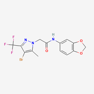 N-1,3-benzodioxol-5-yl-2-[4-bromo-5-methyl-3-(trifluoromethyl)-1H-pyrazol-1-yl]acetamide