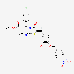 molecular formula C31H26ClN3O7S B3878323 ethyl (2Z)-5-(4-chlorophenyl)-2-[[3-methoxy-4-[(4-nitrophenyl)methoxy]phenyl]methylidene]-7-methyl-3-oxo-5H-[1,3]thiazolo[3,2-a]pyrimidine-6-carboxylate 
