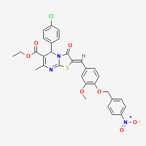 ethyl 5-(4-chlorophenyl)-2-{3-methoxy-4-[(4-nitrobenzyl)oxy]benzylidene}-7-methyl-3-oxo-2,3-dihydro-5H-[1,3]thiazolo[3,2-a]pyrimidine-6-carboxylate