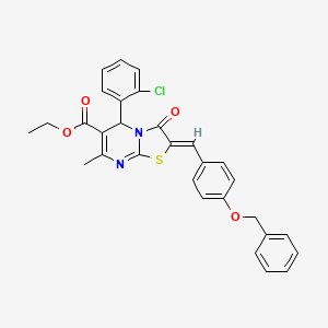molecular formula C30H25ClN2O4S B3878346 ethyl (2Z)-5-(2-chlorophenyl)-7-methyl-3-oxo-2-[(4-phenylmethoxyphenyl)methylidene]-5H-[1,3]thiazolo[3,2-a]pyrimidine-6-carboxylate 