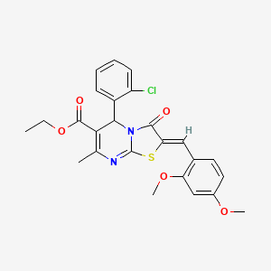molecular formula C25H23ClN2O5S B3878360 ethyl (2Z)-5-(2-chlorophenyl)-2-(2,4-dimethoxybenzylidene)-7-methyl-3-oxo-2,3-dihydro-5H-[1,3]thiazolo[3,2-a]pyrimidine-6-carboxylate 