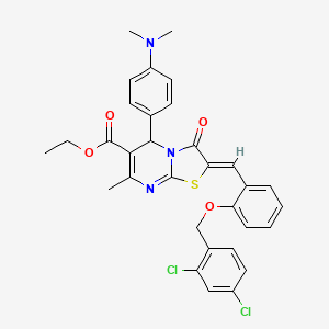 molecular formula C32H29Cl2N3O4S B3878405 Ethyl (2Z)-2-({2-[(2,4-dichlorophenyl)methoxy]phenyl}methylidene)-5-[4-(dimethylamino)phenyl]-7-methyl-3-oxo-2H,3H,5H-[1,3]thiazolo[3,2-A]pyrimidine-6-carboxylate 