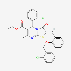 molecular formula C30H24Cl2N2O4S B3878429 ethyl (2Z)-5-(2-chlorophenyl)-2-[[2-[(2-chlorophenyl)methoxy]phenyl]methylidene]-7-methyl-3-oxo-5H-[1,3]thiazolo[3,2-a]pyrimidine-6-carboxylate 