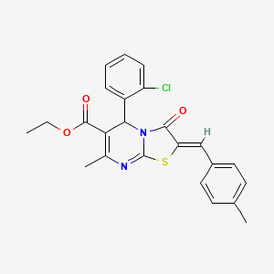 molecular formula C24H21ClN2O3S B3878430 Ethyl 5-(2-chlorophenyl)-7-methyl-2-[(4-methylphenyl)methylene]-3-oxo-4,5-dihy dro-1,3-thiazolidino[3,2-a]pyrimidine-6-carboxylate 