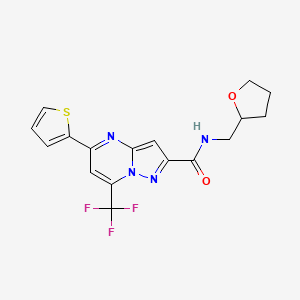 molecular formula C17H15F3N4O2S B3878443 N-(oxolan-2-ylmethyl)-5-thiophen-2-yl-7-(trifluoromethyl)pyrazolo[1,5-a]pyrimidine-2-carboxamide 