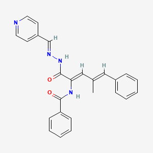 molecular formula C25H22N4O2 B3878482 N-[(2Z,4E)-4-methyl-1-oxo-5-phenyl-1-[(2E)-2-(pyridin-4-ylmethylidene)hydrazinyl]penta-2,4-dien-2-yl]benzamide 
