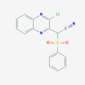 molecular formula C16H10ClN3O2S B038785 (3-Chloroquinoxalin-2-yl)(phenylsulfonyl)acetonitrile CAS No. 121512-58-1